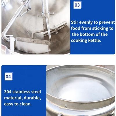 200 kg per partij Kookketel voor industriële saus met mixer en roermachine Met een diameter van 700-1200 mm