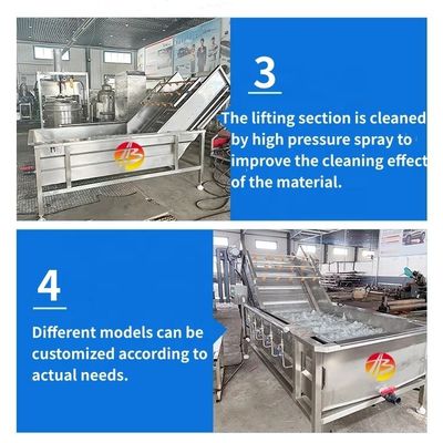 Industriële groentenwasmachine met een capaciteit van 600 kg en een luchtbel systeem
